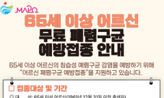 마포구, 어르신 폐렴구균 예방접종 지원...폐렴구균 예방접종 1회 무료 지원