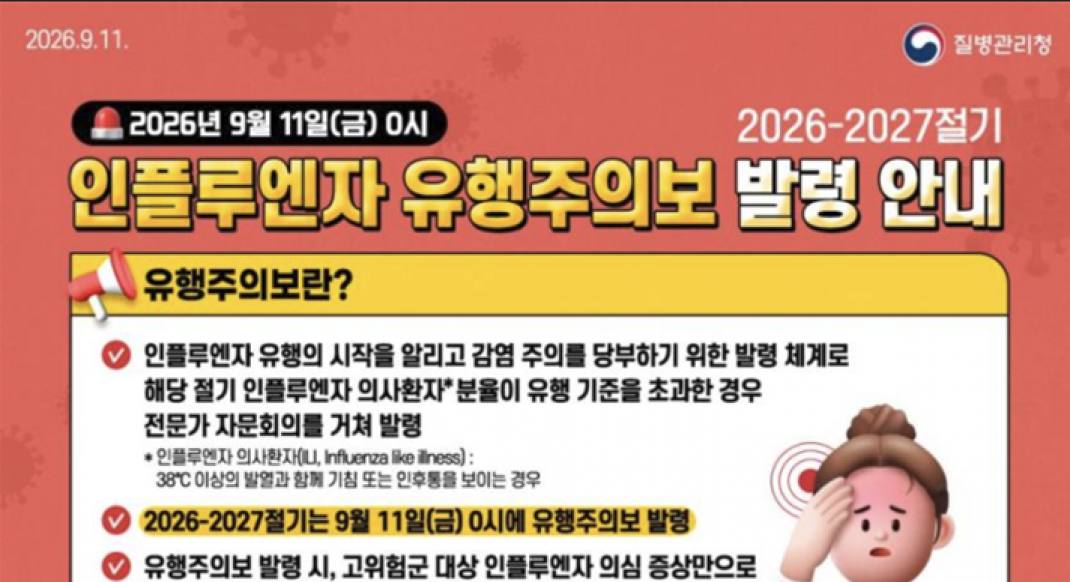 예년보다 빠른 독감 유행, 7~12세 환자 급증 "고위험군은 조기 진료를"