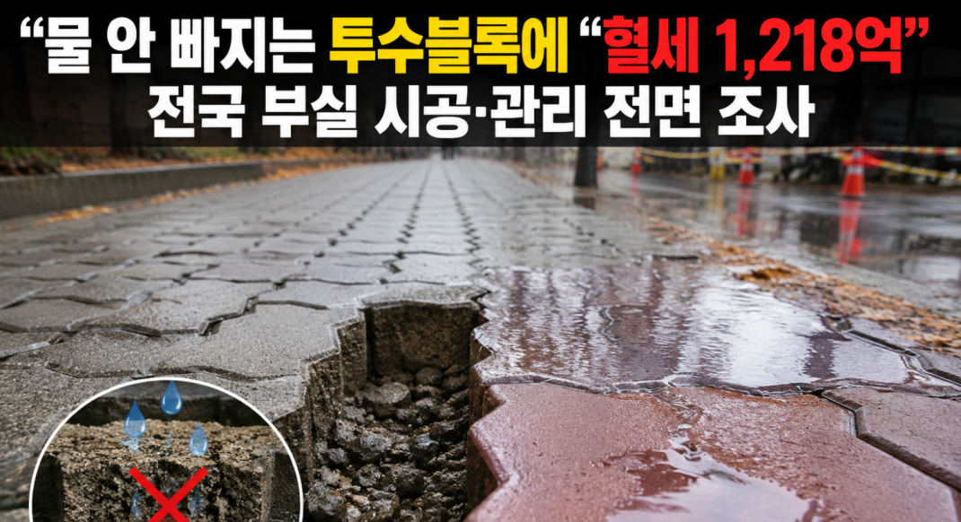“물 안 빠지는 투수블록에 혈세 1,218억”…전국 부실 시공·관리 전면 조사